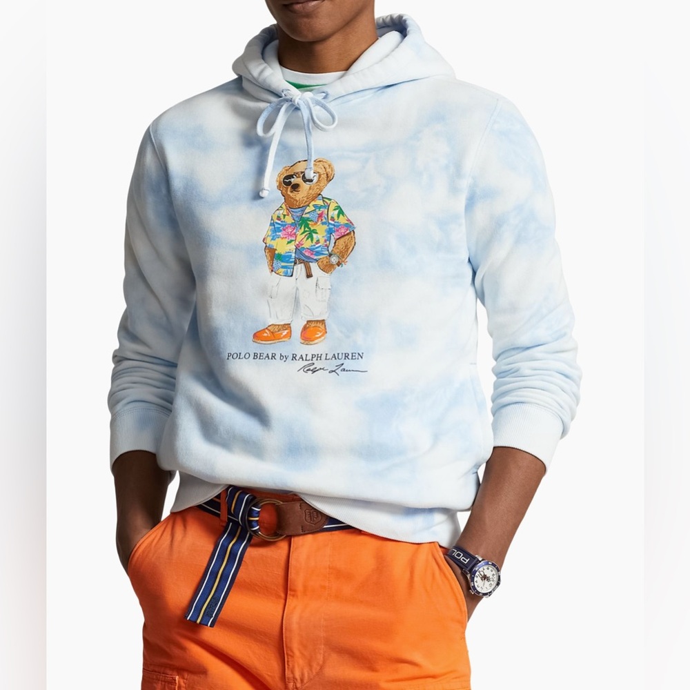 Polo Ralph Lauren Men's TIe-Dye Polo Bear Fleece Pullover Hoodie(LAST STOCK)